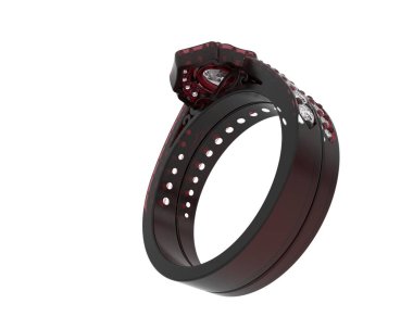 Nişan yüzüğü beyaz arkaplanda izole edildi