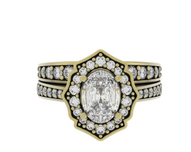 Nişan yüzüğü beyaz arkaplanda izole edildi