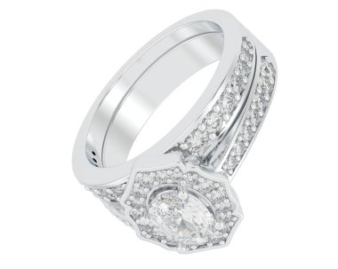 Nişan yüzüğü beyaz arkaplanda izole edildi