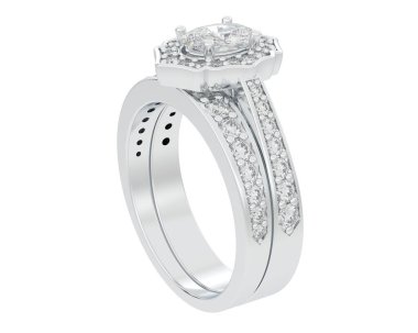 Nişan yüzüğü beyaz arkaplanda izole edildi