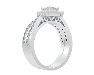 Nişan yüzüğü beyaz arkaplanda izole edildi