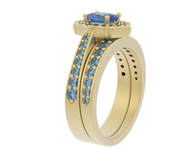 Nişan yüzüğü beyaz arkaplanda izole edildi