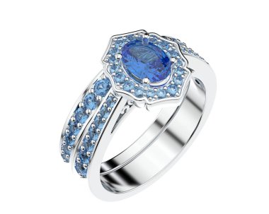 Nişan yüzüğü beyaz arkaplanda izole edildi