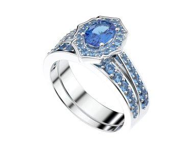 Nişan yüzüğü beyaz arkaplanda izole edildi