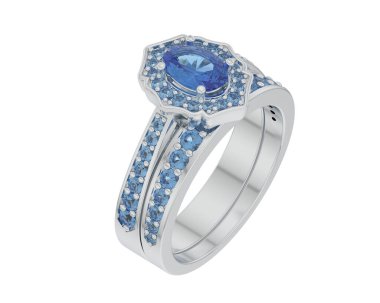 Nişan yüzüğü beyaz arkaplanda izole edildi