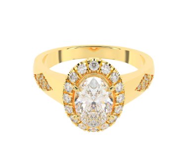 Nişan yüzüğü beyaz arkaplanda izole edildi