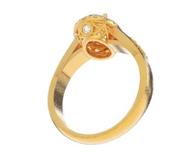 Nişan yüzüğü beyaz arkaplanda izole edildi