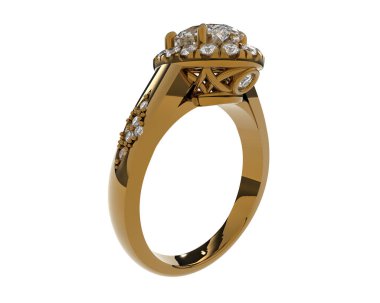 Nişan yüzüğü beyaz arkaplanda izole edildi