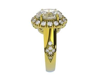 Nişan yüzüğü beyaz arkaplanda izole edildi