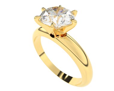 Nişan yüzüğü beyaz arkaplanda izole edildi