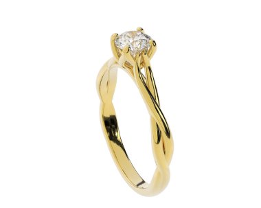 Nişan yüzüğü beyaz arkaplanda izole edildi