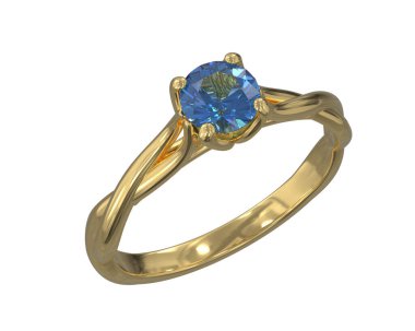 Nişan yüzüğü beyaz arkaplanda izole edildi