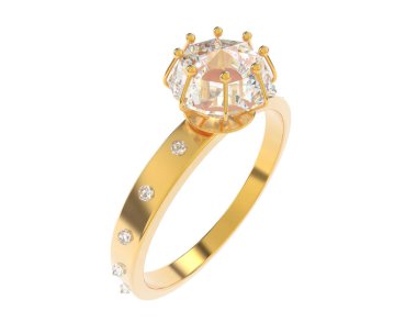 Nişan yüzüğü beyaz arkaplanda izole edildi