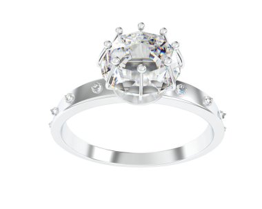 Nişan yüzüğü beyaz arkaplanda izole edildi