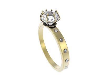 Nişan yüzüğü beyaz arkaplanda izole edildi