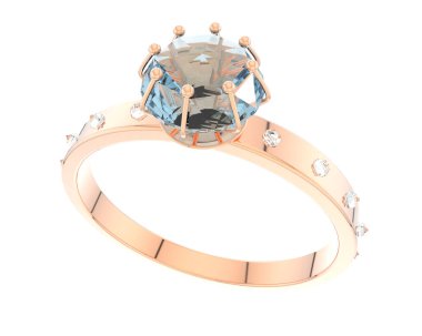 Nişan yüzüğü beyaz arkaplanda izole edildi