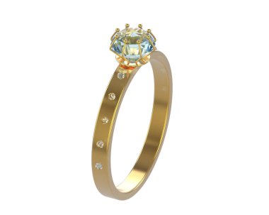 Nişan yüzüğü beyaz arkaplanda izole edildi