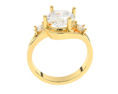 Nişan yüzüğü beyaz arkaplanda izole edildi