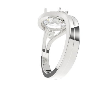 Nişan yüzüğü beyaz arkaplanda izole edildi