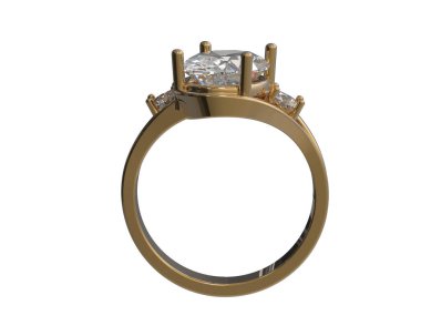 Nişan yüzüğü beyaz arkaplanda izole edildi