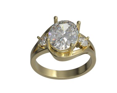 Nişan yüzüğü beyaz arkaplanda izole edildi