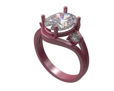 Nişan yüzüğü beyaz arkaplanda izole edildi