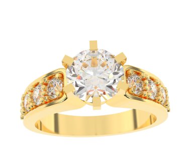 Nişan yüzüğü beyaz arkaplanda izole edildi