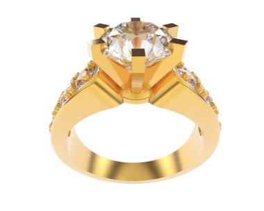 Nişan yüzüğü beyaz arkaplanda izole edildi