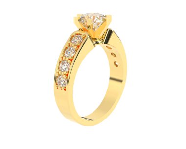 Nişan yüzüğü beyaz arkaplanda izole edildi