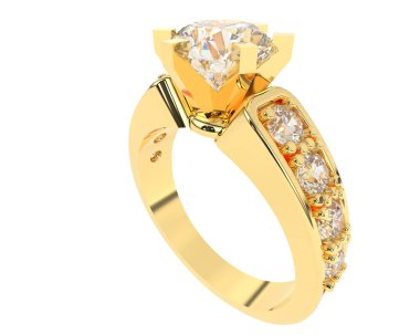 Nişan yüzüğü beyaz arkaplanda izole edildi