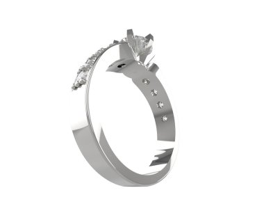 Nişan yüzüğü beyaz arkaplanda izole edildi