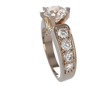 Nişan yüzüğü beyaz arkaplanda izole edildi