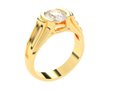 Nişan yüzüğü beyaz arkaplanda izole edildi