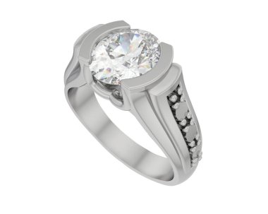 Nişan yüzüğü beyaz arkaplanda izole edildi