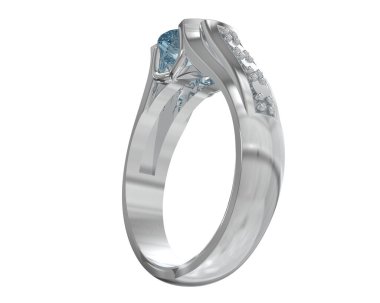 Nişan yüzüğü beyaz arkaplanda izole edildi