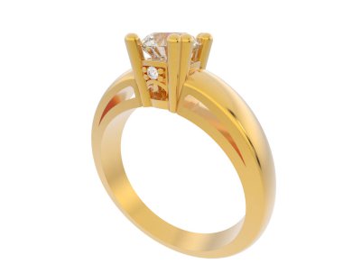 Nişan yüzüğü beyaz arkaplanda izole edildi