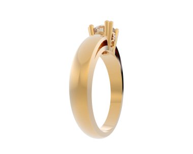 Nişan yüzüğü beyaz arkaplanda izole edildi