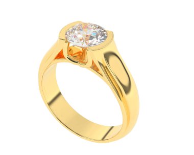 Nişan yüzüğü beyaz arkaplanda izole edildi