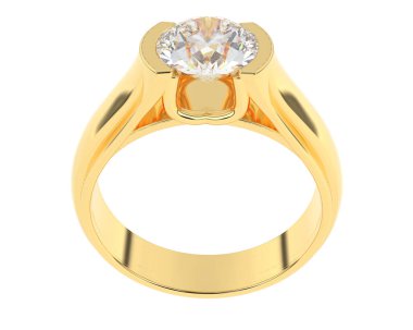 Nişan yüzüğü beyaz arkaplanda izole edildi