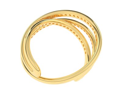  Beyaz arkaplanda elmaslar olan bir yüzük. 3d oluşturma