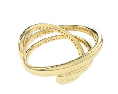  Beyaz arkaplanda elmaslar olan bir yüzük. 3d oluşturma