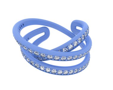  Beyaz arkaplanda elmaslar olan bir yüzük. 3d oluşturma