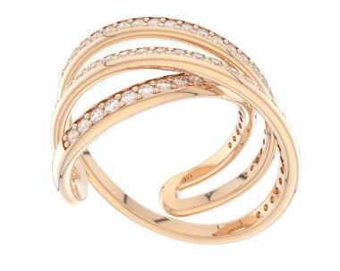  Beyaz arkaplanda elmaslar olan bir yüzük. 3d oluşturma