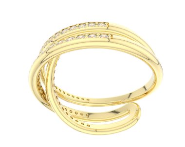  Beyaz arkaplanda elmaslar olan bir yüzük. 3d oluşturma