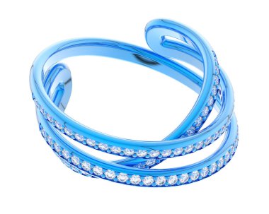  Beyaz arkaplanda elmaslar olan bir yüzük. 3d oluşturma