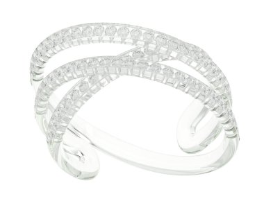  Beyaz arkaplanda elmaslar olan bir yüzük. 3d oluşturma