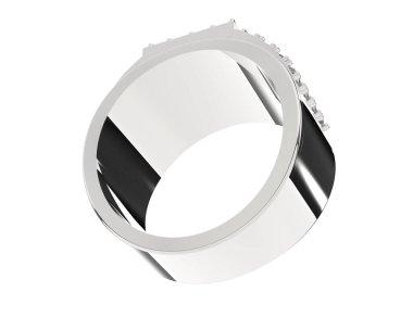  Beyaz arkaplanda elmaslar olan bir yüzük. 3d oluşturma