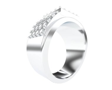  Beyaz arkaplanda elmaslar olan bir yüzük. 3d oluşturma