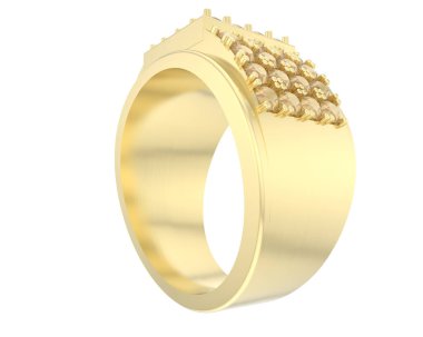  Beyaz arkaplanda elmaslar olan bir yüzük. 3d oluşturma