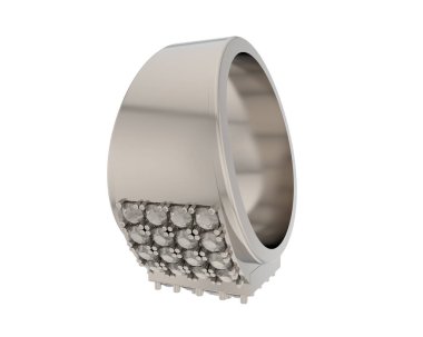  Beyaz arkaplanda elmaslar olan bir yüzük. 3d oluşturma